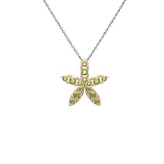 Peridot 8 ayar rose altın kolye (40 cm gümüş rolo zincir)