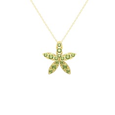 Yasemin Çiçeği Kolye - Peridot 8 ayar altın kolye (40 cm altın rolo zincir) #1y9ojjm