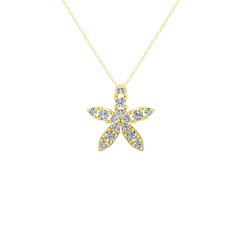 Yasemin Çiçeği Kolye - Swarovski 8 ayar altın kolye (40 cm gümüş rolo zincir) #3rmoj5