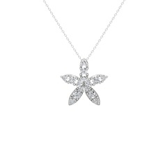 Yasemin Çiçeği Kolye - Pırlanta 925 ayar gümüş kolye (0.3 karat, 40 cm gümüş rolo zincir) #8hpaoz