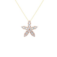 Pırlanta 18 ayar rose altın kolye (0.3 karat, 40 cm altın rolo zincir)