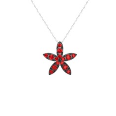 Garnet 925 ayar siyah rodyum kaplama gümüş kolye (40 cm beyaz altın rolo zincir)