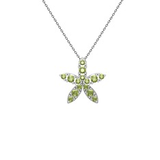 Yasemin Çiçeği Kolye - Peridot 18 ayar beyaz altın kolye (40 cm gümüş rolo zincir) #f0xkow