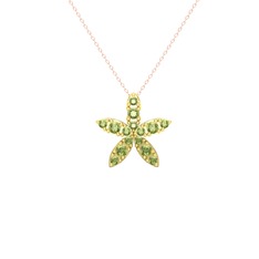 Peridot 8 ayar altın kolye (40 cm rose altın rolo zincir)
