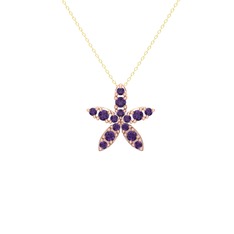 Yasemin Çiçeği Kolye - Ametist 18 ayar rose altın kolye (40 cm gümüş rolo zincir) #owfqdg
