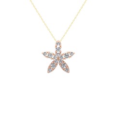 Yasemin Çiçeği Kolye - Swarovski 18 ayar rose altın kolye (40 cm gümüş rolo zincir) #pmxwww