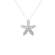 Pırlanta 925 ayar gümüş kolye (0.3 karat, 40 cm rose altın rolo zincir)