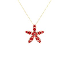 Yasemin Çiçeği Kolye - Garnet 18 ayar rose altın kolye (40 cm altın rolo zincir) #qz3lre