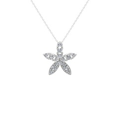 Yasemin Çiçeği Kolye - Swarovski 14 ayar beyaz altın kolye (40 cm beyaz altın rolo zincir) #stup2t