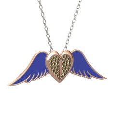 Peridot 18 ayar rose altın kolye (Lacivert mineli, 40 cm beyaz altın rolo zincir)