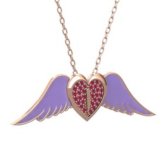 Rodolit garnet 14 ayar rose altın kolye (Menekşe mineli, 40 cm rose altın rolo zincir)