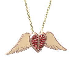 Kalpli Melek Kolye - Garnet 925 ayar rose altın kaplama gümüş kolye (Ekru mineli, 40 cm gümüş rolo zincir) #1b5htzl