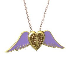 Dumanlı kuvars 925 ayar altın kaplama gümüş kolye (Menekşe mineli, 40 cm rose altın rolo zincir)