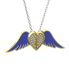 Kalpli Melek Kolye - Swarovski 925 ayar altın kaplama gümüş kolye (Lacivert mineli, 40 cm gümüş rolo zincir) #1d9m8fz