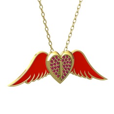 Rodolit garnet 14 ayar altın kolye (Kırmızı mineli, 40 cm altın rolo zincir)