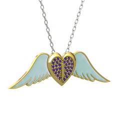 Ametist 18 ayar altın kolye (Pastel mavi mineli, 40 cm beyaz altın rolo zincir)