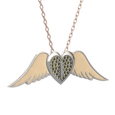 Peridot 925 ayar gümüş kolye (Ekru mineli, 40 cm gümüş rolo zincir)