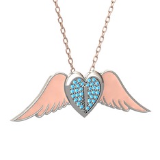 Akuamarin 925 ayar gümüş kolye (Pastel pembe mineli, 40 cm gümüş rolo zincir)