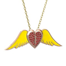 Garnet 925 ayar rose altın kaplama gümüş kolye (Sarı mineli, 40 cm altın rolo zincir)