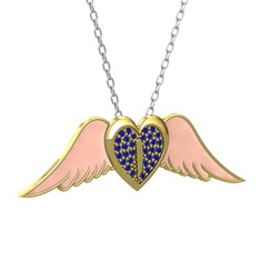 Lab safir 18 ayar altın kolye (Pastel pembe mineli, 40 cm beyaz altın rolo zincir)