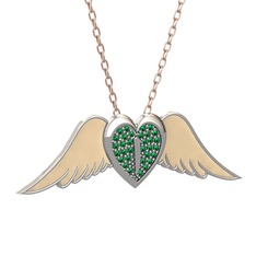 Yeşil kuvars 925 ayar gümüş kolye (Ekru mineli, 40 cm gümüş rolo zincir)