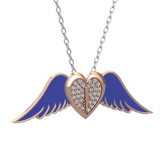Swarovski 925 ayar rose altın kaplama gümüş kolye (Lacivert mineli, 40 cm gümüş rolo zincir)