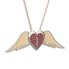 Garnet 925 ayar gümüş kolye (Ekru mineli, 40 cm gümüş rolo zincir)