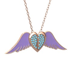 Kalpli Melek Kolye - Akuamarin 925 ayar rose altın kaplama gümüş kolye (Menekşe mineli, 40 cm gümüş rolo zincir) #tg7uhr