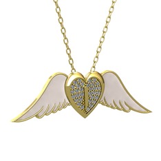 Pırlanta 14 ayar altın kolye (0.256 karat, beyaz mineli, 40 cm altın rolo zincir)