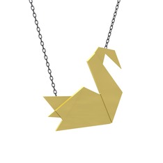 Origami Kuğu Kolye - 14 ayar altın kolye (40 cm gümüş rolo zincir) #mt07np