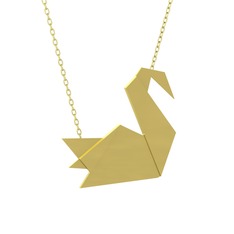 Origami Kuğu Kolye - 18 ayar altın kolye (40 cm altın rolo zincir) #w2qgno