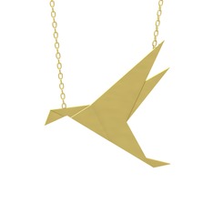 Origami Kuş Kolye - 8 ayar altın kolye (40 cm altın rolo zincir) #18npb91