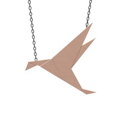 Origami Kuş Kolye - 8 ayar rose altın kolye (40 cm gümüş rolo zincir) #1ak2wp3