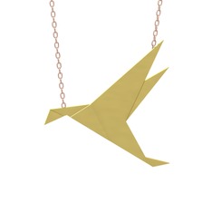 Origami Kuş Kolye - 8 ayar altın kolye (40 cm rose altın rolo zincir) #1kxxjcz