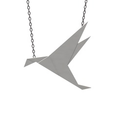 Origami Kuş Kolye - 18 ayar beyaz altın kolye (40 cm gümüş rolo zincir) #39p0gc