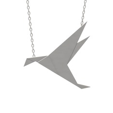 Origami Kuş Kolye - 14 ayar beyaz altın kolye (40 cm gümüş rolo zincir) #tunaq7