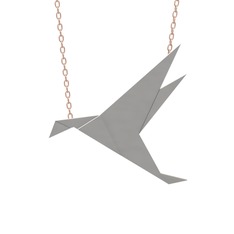 Origami Kuş Kolye - 18 ayar beyaz altın kolye (40 cm gümüş rolo zincir) #ymovfe