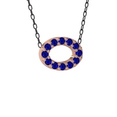 Nola Elips Kolye - Lab safir 925 ayar rose altın kaplama gümüş kolye (40 cm gümüş rolo zincir) #10dt160