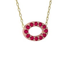 Rodolit garnet 925 ayar rose altın kaplama gümüş kolye (40 cm altın rolo zincir)
