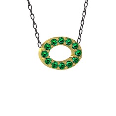 Nola Elips Kolye - Yeşil kuvars 925 ayar altın kaplama gümüş kolye (40 cm gümüş rolo zincir) #1g0wnkf