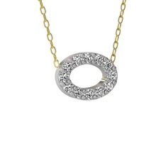 Nola Elips Kolye - Swarovski 925 ayar gümüş kolye (40 cm altın rolo zincir) #1kvdyny