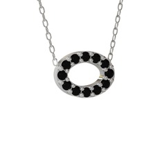 Nola Elips Kolye - Siyah zirkon 925 ayar gümüş kolye (40 cm gümüş rolo zincir) #1oodnup