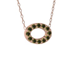 Nola Elips Kolye - Peridot 18 ayar rose altın kolye (40 cm gümüş rolo zincir) #1tmpr96