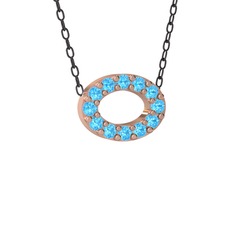 Nola Elips Kolye - Akuamarin 14 ayar rose altın kolye (40 cm gümüş rolo zincir) #1wuwxku