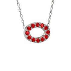 Garnet 925 ayar gümüş kolye (40 cm beyaz altın rolo zincir)