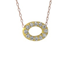 Swarovski 14 ayar altın kolye (40 cm rose altın rolo zincir)