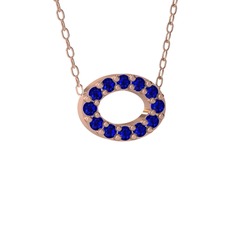 Nola Elips Kolye - Lab safir 18 ayar rose altın kolye (40 cm rose altın rolo zincir) #5su9rq