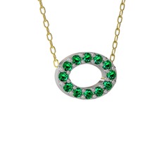 Nola Elips Kolye - Yeşil kuvars 925 ayar gümüş kolye (40 cm altın rolo zincir) #aulb0y