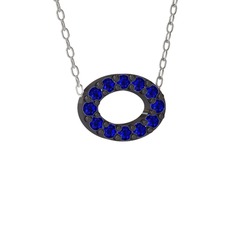 Nola Elips Kolye - Lab safir 925 ayar siyah rodyum kaplama gümüş kolye (40 cm gümüş rolo zincir) #ctqfpb