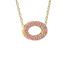 Nola Elips Kolye - Pembe kuvars 18 ayar altın kolye (40 cm altın rolo zincir) #guxbmq